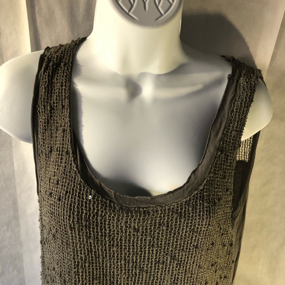 Indigo Thread Co grey gypsy tank top with lace at bottom size medium